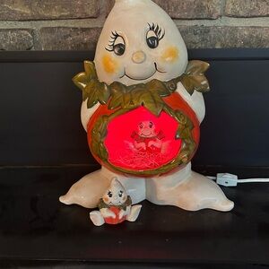 Vintage Ceramic Ghost Figurine with Light